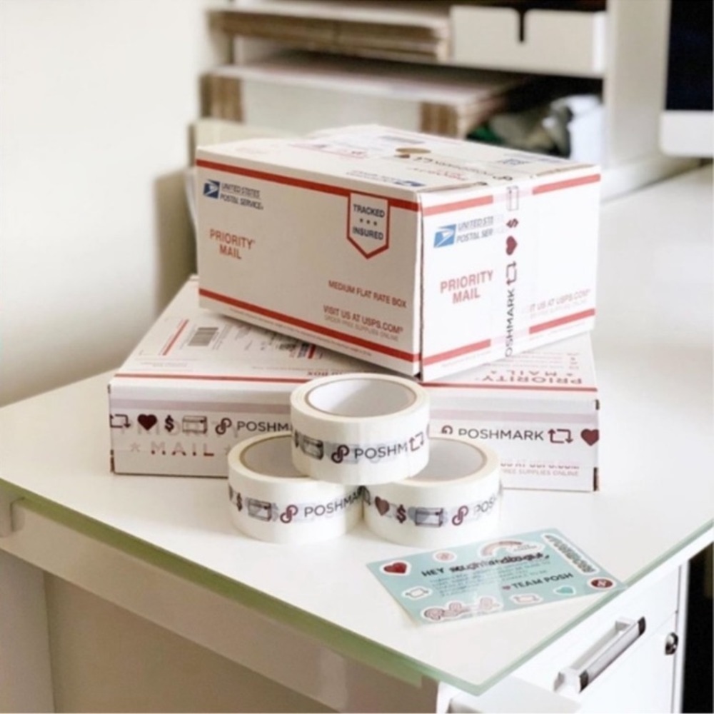 BOTH ROLLS Branded Packing Tape - White with Black Logo - Picture 2 of 4